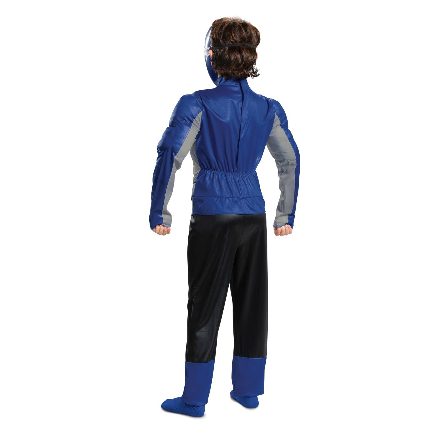 Disguise Offizielles Power Rangers Kostüm Kinder Blau Muskelkostüm, Superhelden Kostüm für Kinder Junge Mädchen Power Ranger Faschingskostüm Karneval Geburtstag Costume Größ S