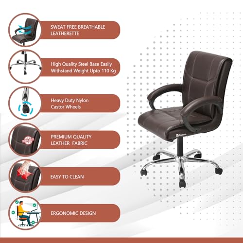 Image of GOYALSON Comfortable Revolving Chair for Director Principal Manager Office with arm Rest with Wheels and Cushioned seat Back (1, Coffee, Heavy 1)