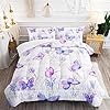 XYNHML Butterfly Comforter Set Twin Size for Girls Kids Adults Lavender Flowers Pattern Bedding Set Aesthetics Butterflies Quilt Bed Set with 1 Comforter and 2 Pillowcases #1