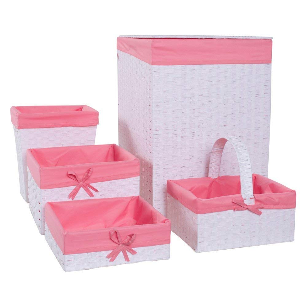 Redmon Five - Set di cestini e cestini, colore: Bianco/Rosa