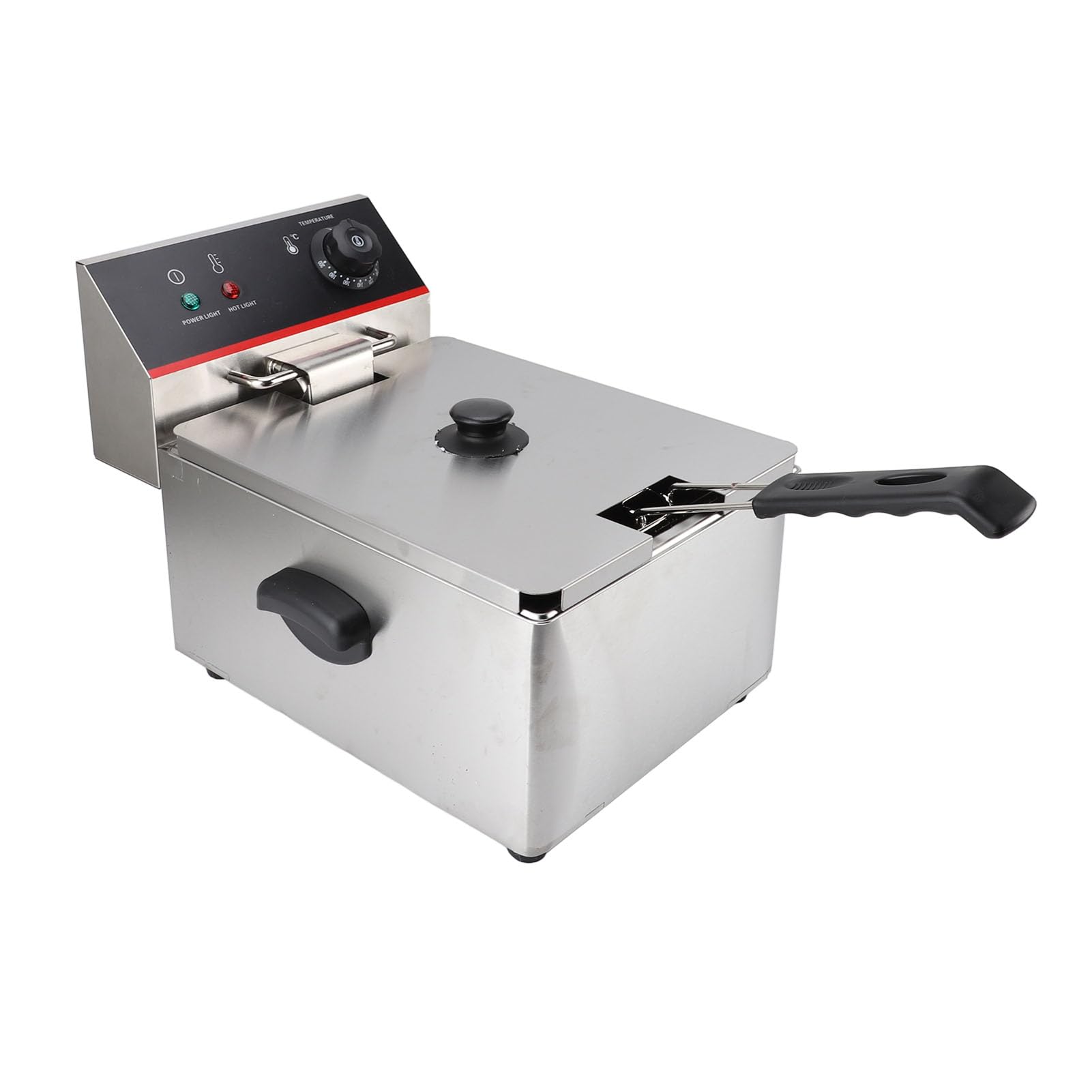 Fdit Freidora Eléctrica 3000W 6L, Aleación de Aluminio con Limitador de Temperatura y Apagado Automático para Cocina de Restaurante y Hogar (Enchufe europeo 220V)