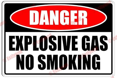 peiyeety Explosive Gas No Smoking Caution Warning Notice Aluminum Metal Sign 12x16 Inches