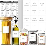 Kuocodall 288 Pantry Labels for Food Containers, Preprinted Minimalist Waterproof Stickers for Organizing Storage Bins, Jars and Kitchen