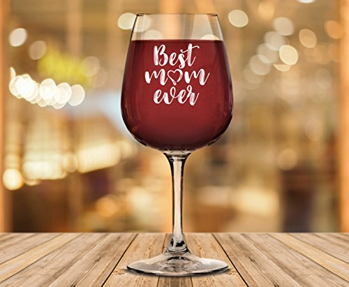 Best Mom Ever Wine Glass - Unique Christmas Gifts For Mom, Women, Wife - Top Xmas Mom Gifts From Daughter, Son, Husband, Kids - Cool Birthday Present Idea For A New Mother, Her - Fun Novelty Wine Gift #TOP3