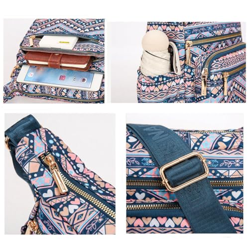 Image of Crossbody Bags for Women Multi Pocket Shoulder Bag Waterproof Nylon Messenger Purses and Handbags