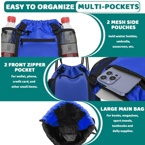 STAY GENT Drawstring Mochila Baloncesto Mochila Futbol para Jóvenes, Azul Deportiva Mochila Balon Fútbol Voleibol Bolsa para Deporte con Detachable Ball Mesh Bag para Gimnasio Escolar Senderismo - imagen 5