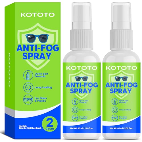 Kototo Eye Glass Cleaner Spray (2 Pack),Reef Friendly Anti Fog Spray for Glasses & Swim Goggles, Streak-Free Defogger Coating Lens Cleaner for Eyeglasses, Sunglasses, Screens (2 fl oz/Bottle)