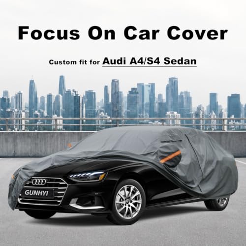 Image of GUNHYI Premium Car Cover Custom Fit Audi A4 /S4 Sedan, 16 Layers Heavy Duty Car Cover Waterproof All Weather with Zipper Door for Sun Rain Snow Dust Uv Protection