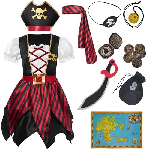 Spooktacular Creations Halloween Kids Pirate Costume, Pirate Dress for Girls, Buccaneer Princess Outfit for Toddler DressUp