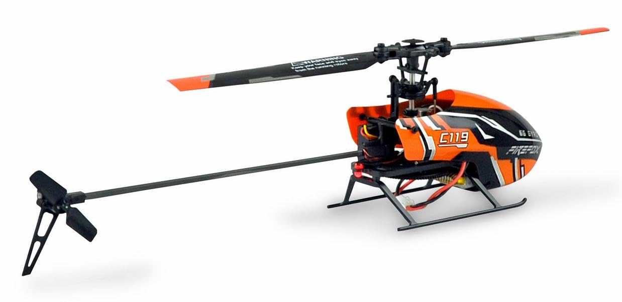 Amewi 25312 AFX4 Hélicoptère à Rotor Unique, 4 Voies 6G RTF, 2,4 GHz RC, Noir et Orange