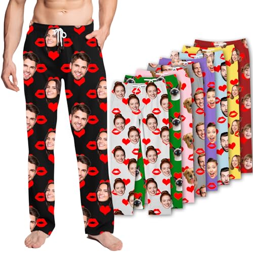Custom pajama pants-Personalized Pajamas Pants Fun Pajamas with Photo Face, Custom Pj Pants Gifts for Men and Women