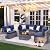 VONZOY Patio Furniture Set, 7-Piece Outdoor Sectional with Waterproof Cover, All-Weather Wicker Patio Conversation Sets for Backyard (Grey with Navy Cushion)