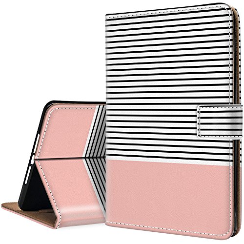 Ademen iPad Pro 10.5 Inch PU Leather Case, Minimal Rose Gold Stripes Protective Lightweight Folio Smart Case Cover With Magnetic Auto Sleep Wake Function Only For iPad Pro 10.5