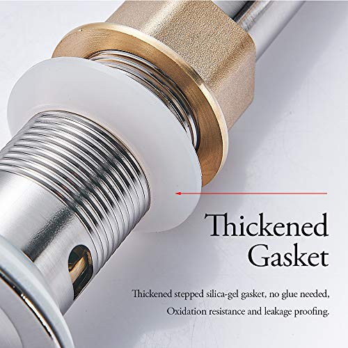 REGALMIX Vessel Sink Drain, Bathroom Faucet Vessel Sink Pop Up Drain Stopper, Built-In Anti-Clogging Strainer, Brushed Nickel with Overflow,Fits Standard American Drain Hole(1-1/2" to 1-3/4") R086J-BN - Thumbnail 2