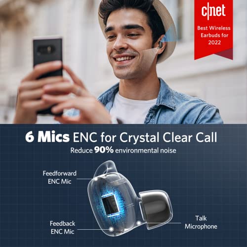 Earfun Free Pro 2 Wireless Earbuds, Hybrid Active Noise Cancelling Earbuds, Bluetooth 5.2 Earbuds With 6 Mics, Stereo Sound Deep Bass In-Ear Headphones, Earphones Game Mode, Wireless Charging, Black #TOP1