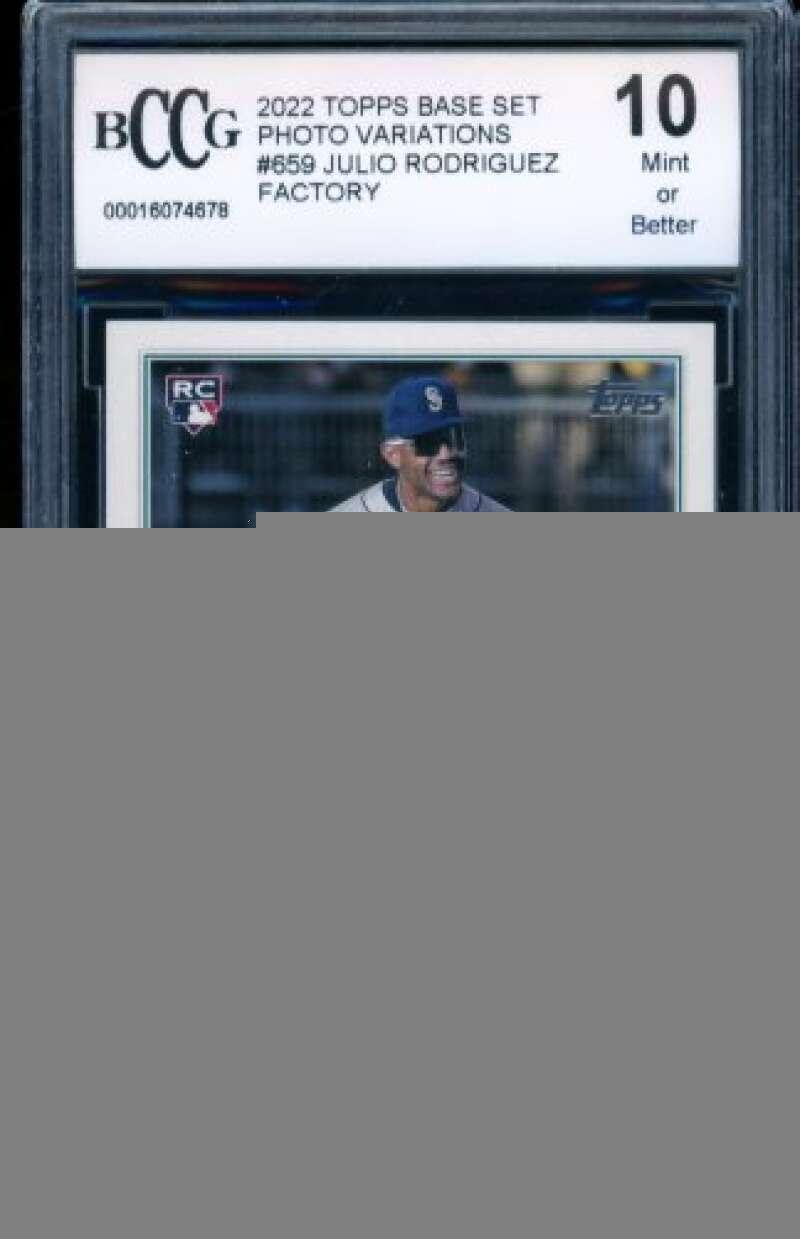 Julio Rodriguez Rookie Card 2022 Topps Photo Variations Factory #659 BGS BCCG 10 - Baseball Slabbed Rookie Cards