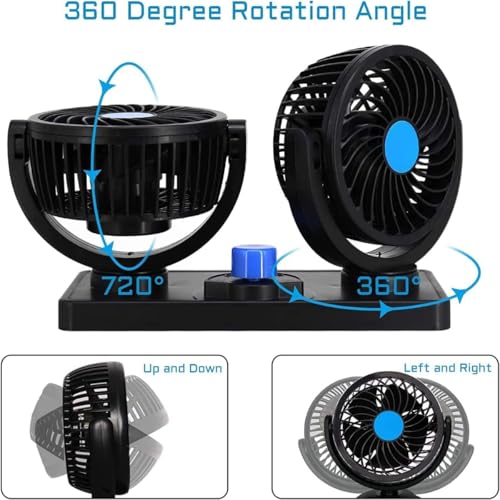 Ventilador Duplo Automotivo com Ajuste, 12V, para Carro e Caminhão