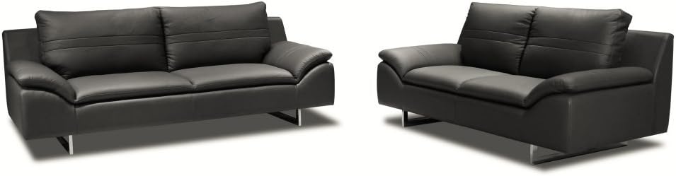 Italian Leather Sofa with Loveseat in Shadow Gray Grey