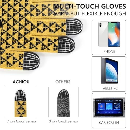 Image of Achiou Winter Gloves, Glove for Men Women, Upgraded Touch Screen Texting Warm Running with Thermal Soft Knit Lining