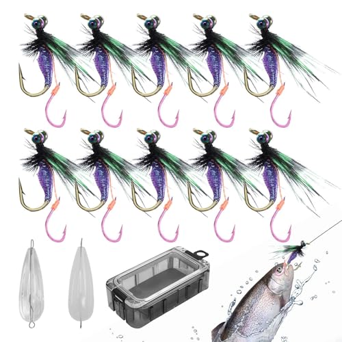 Leurres de pêche à la mouche black bass réalistes 10 pièces anti-décrochage