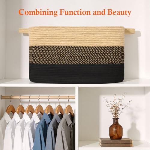 Grand panier rangement coton Alyvisun pour linge de lit et vêtements - 4