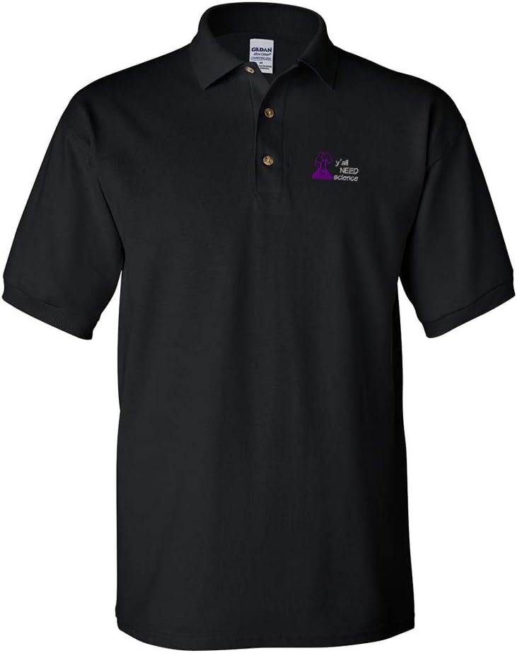 Custom Polo Shirts for Men Y'all Need Science Silver Embroidery Cotton