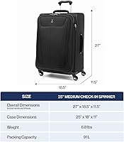 Vista 7 de Travelpro Maxlite 5 - Juego de 2 piezas de equipaje de mano de tela, expandibles con 4 ruedas giratorias, bolso blando para debajo del asiento, Negro