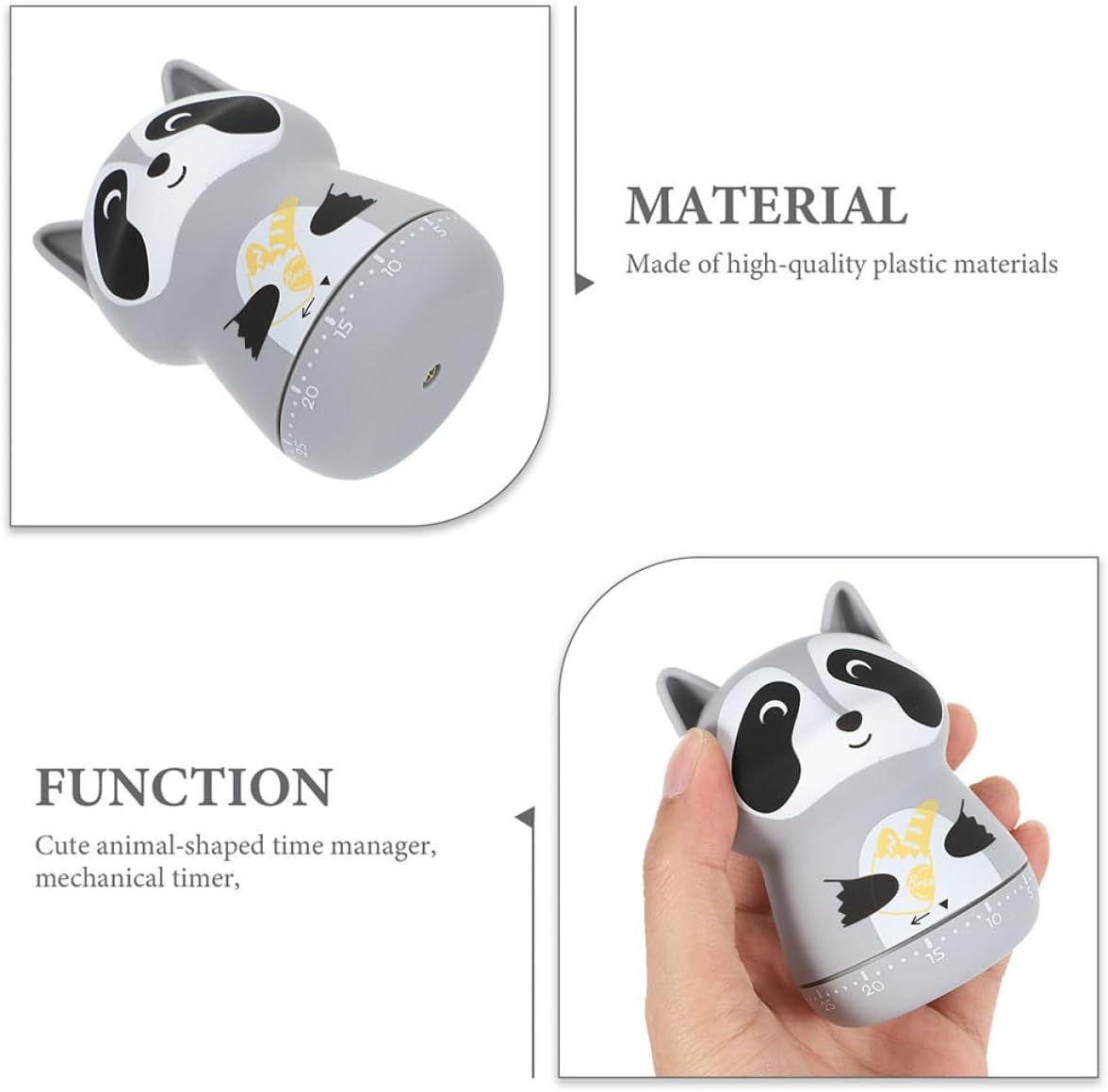 2pcs Cartoon Animal-Shaped Mechanical Time Reminder Tool Kitchen Cooking Timer Countdown Timer for Home Baking and Time Management