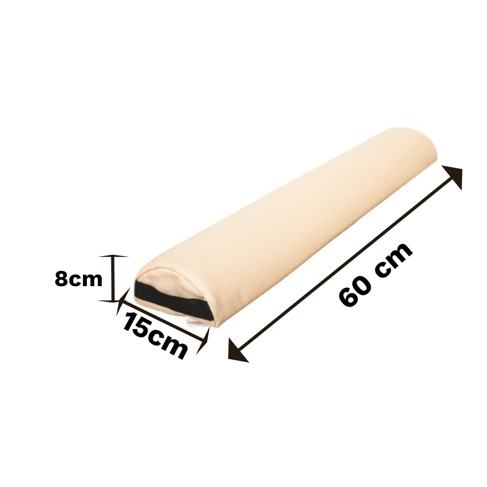 ZEN — Petit demi-rouleau pour tables de massage et de thérapie 60 × 15 × 8 cm — Coussin demi lune semi-circulaire pour soutenir les chevilles — coussin table de massage — coussin jambes (Crème)