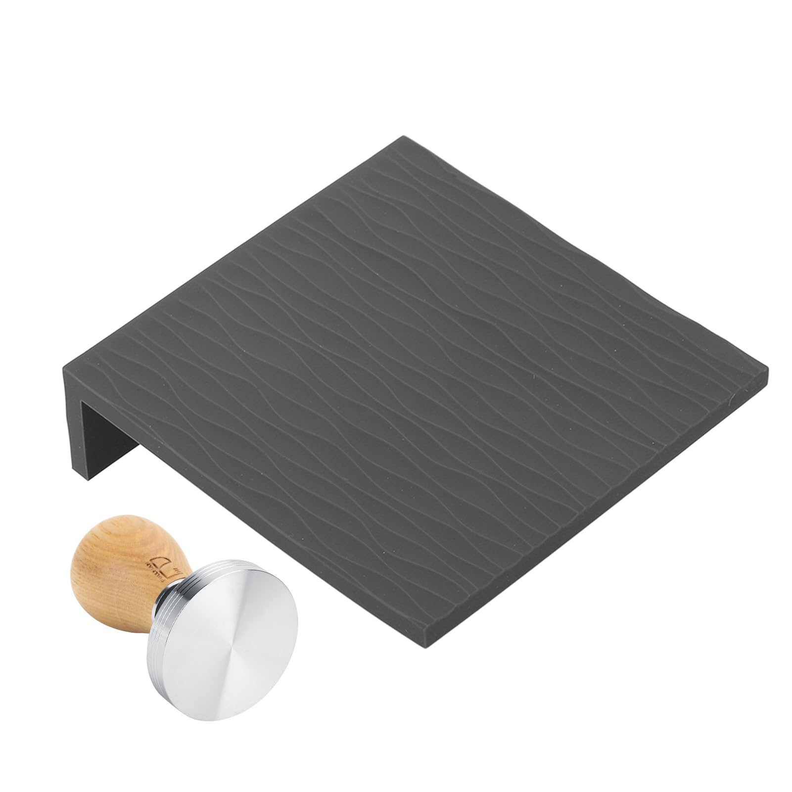 Yosoo Health Gear Juego de Manipulación de café con Tapete de Apisonamiento, de Haya de 58 Mm, Base de Acero Inoxidable, Tapete de Silicona en Relieve para Uso en la Esquina del Mostrador de café en