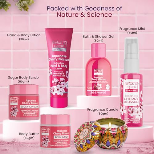 Image of Bryan & Candy Cherry Blossom Bath Tub Kit Collection Women's Day Gift Set For Women and Men |Ph5.5 Skin Friendly | Vegan