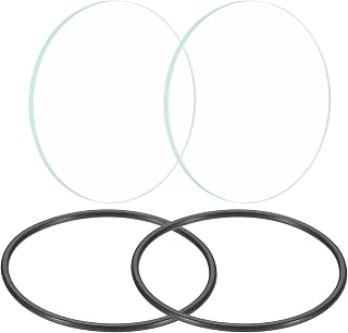 PATIKIL 2" Dia LED Lens, 2 Set Polished Edge Flashlight Replacement Parts Glass Lens with Silicone Ring for Light Source Lens Replacement, Transparent