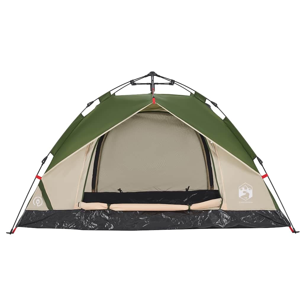 Zielony namiot kempingowy dla 2 osób, Quick Release, poliester 190T z powłoką PU, 210 x 150 x 130 cm, wodoszczelny namiot rodzinny z przyłączem E, lekki, przenośny