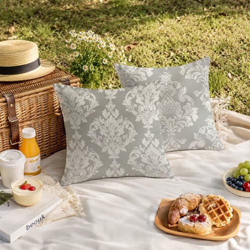 Lin coussin extérieur imperméable 60x60 cm gris déco haut de gamme pour canapé - 4
