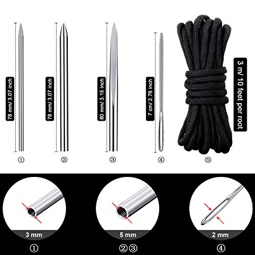 Stainless Steel Fid Set Paracord Stitching Set Paracord Fid Marlinspike Set Including Paracord Stitching Lacing Stitching Needles And Smoothing Tool Knotter Tools For Leather Paracord Work #TOP1