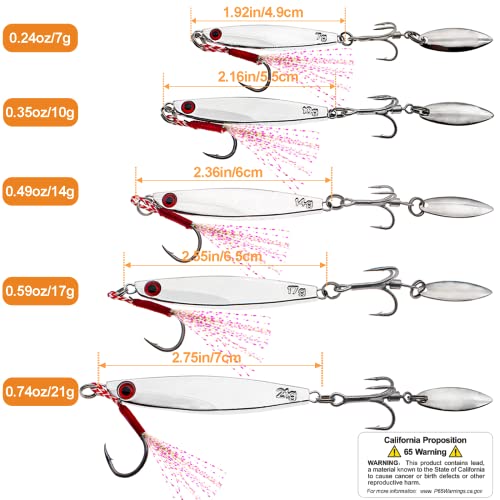 Ghanneey 5Pcs Fishing Hooks Fishing Metal Jigs Spoon With Treble Hook And Spinner Blade For Trout And Bass Freshwater Or Saltwater #TOP1