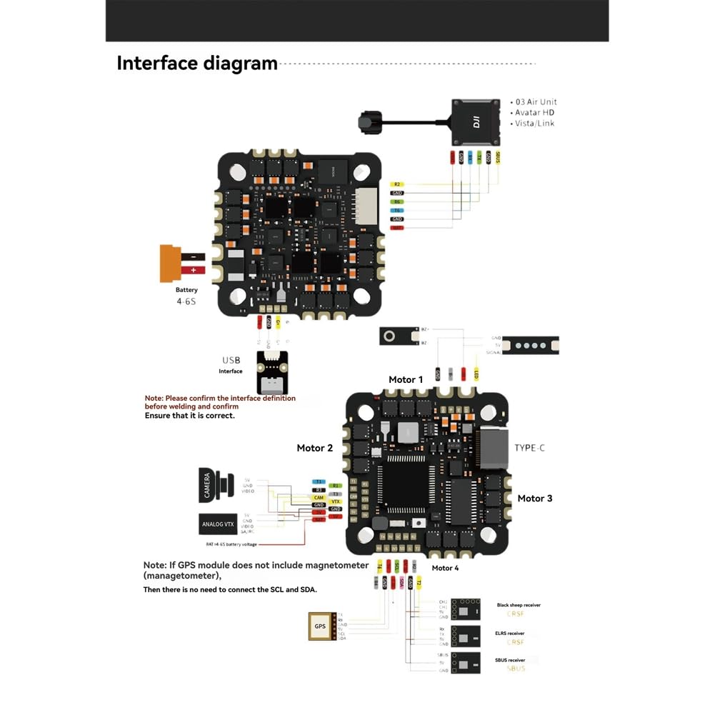 Scheda Integrata F7 40A AIO Flight Controller ESC 4~6S con ICM42688P per Droni da FPV e Aeromobili Trasversali