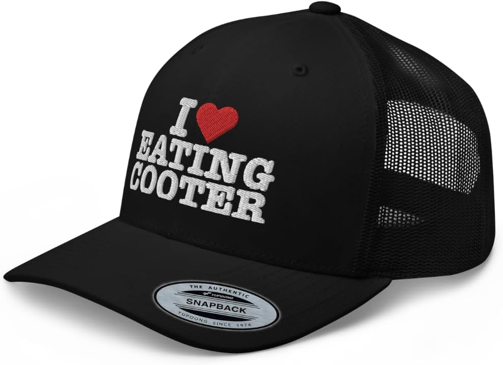 NG I Love Eating Cooter Embroidered Curved Bill Trucker Hat Mid Crown Adjustable Funny Inappropriate Cap