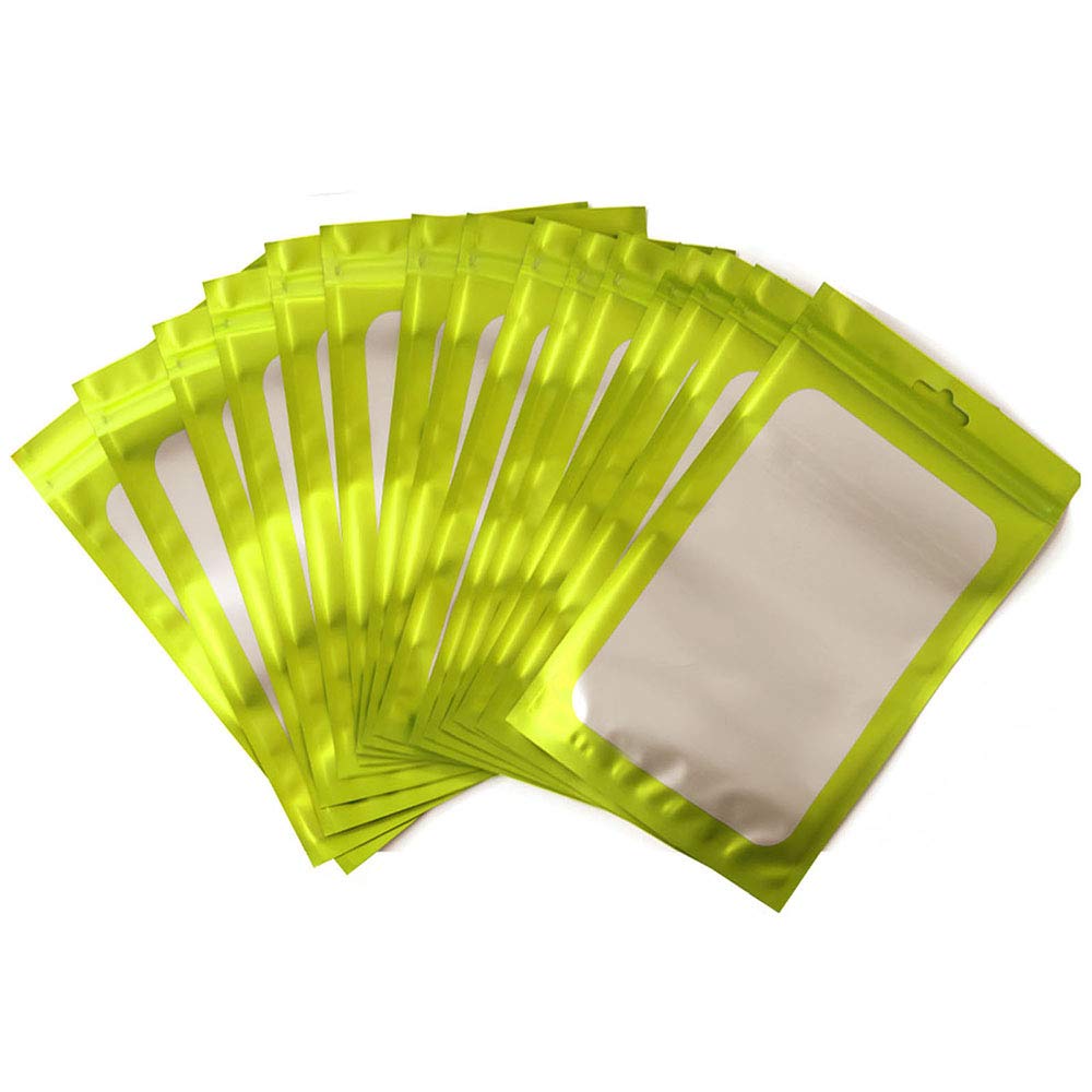 CAKKA Resealable Smell Proof Bag, 100 PCS Mylar Bags with Clean Window, Bags for Small Business, Odor Proof Packaging Pouch Bags for Snack Jewelry Candy Sample ( Green, 5.5x7.9 Inch )