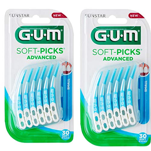 Gum Soft-Picks Advanced 30 peças com caixa de viagem pequena, pacote de 2 (2 x 30 peças)