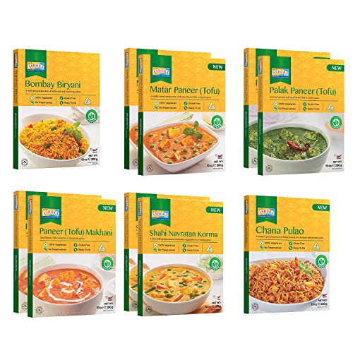 Ashoka 1932 Gluten-Free Meal Kits, Vegan Tofu Paneer Assortment, All-Natural Variety Pack, Heat & Eat Travel Friendly Meals, Authentic Indian Food with No Preservatives, Pack of 10