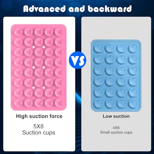 Image of Double Sided Silicone Suction Phone Holder Mount, Silicon Accessory for iPhone and Android, Hands-Free Mirror Shower Phone Holder, TikTok Videos and Selfies (Pink+White)