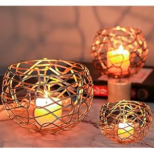 Kandelaar 3-delige set, kandelaar goudkleurig metaal kandelaar voor woonkamer slaapkamer vintage decoratie, bruiloft banket Kerstmis kandelaar 9 x 9 cm /13 x 13 cm /17 x 17 cm