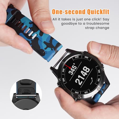 Compatible with Garmin Fenix 6X Pro/7X Pro/7X/6X/5X/5X Plus/3/3 HR Strap, 26mm Quickfit Strap for Descent MK1/Mk2/Mk2i - Image 4