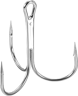 Sponsored Ad - PATIKIL Treble Fish Hooks, Carbon Steel Sharp Round Bend Hook Triple Barbed Hook for Freshwater Saltwater