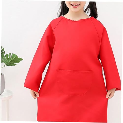 Miniatura 9 de Long Sleeve Art Smock Apron Red Painting Smock with Adjustable Closure Protective Drawing Coat for Preventing Stains and Watercolor