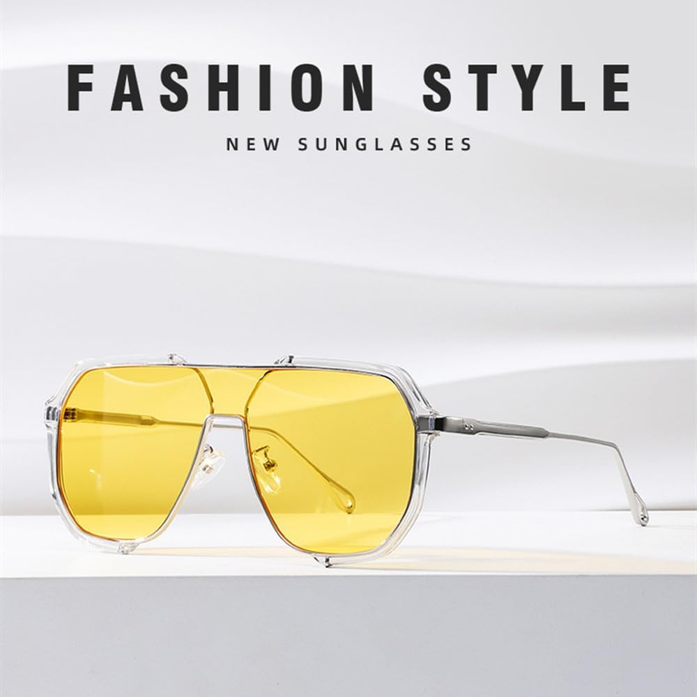 LVTFCO Fashion Double Beam Large Frame Polygonal Sunglasses Fashion Glasses