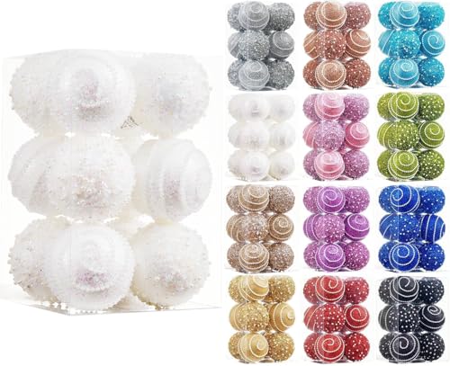 ChrisWish White Christmas Ball Ornaments, Christmas Ball Decorations Shatterproof Plastic Hanging Pearl Balls for Holiday Party(70mm/2.76", 12ct) - image 5