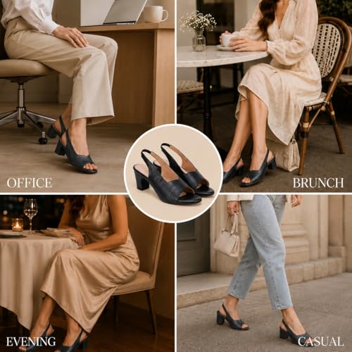 Image of TRASE Ankle Strap Pointed Toe Block Heel Pumps Sandals For Women| Fashionable Sandals, Office, Party and Formal Occasions | Light weight, Soft Footbed, Comfortable & Stylish - (47067)