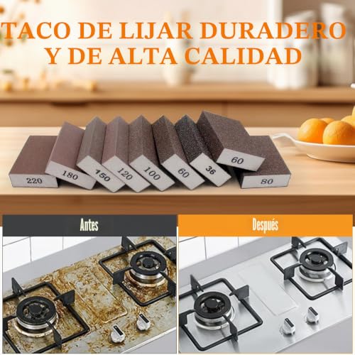 Miniatura 6 de 16 Taco Lija, Grano Grueso Medio Fino Muy Fino Esponja De Lija, 36 60 80 100 120 150 180 220 Grano Lavable Reutilizable Lijado De Pintura De Madera, Óxido De Metal, Pared, Plástico